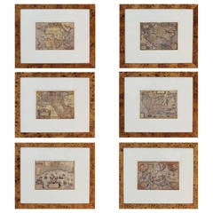 Grouping of Six Prints Featuring Vintage Maps by Abraham Ortelius