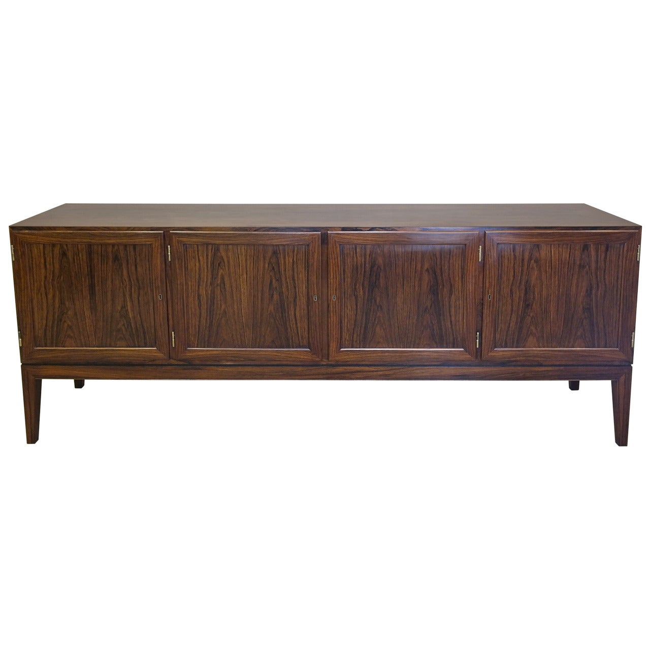 Danish Early 1960s Rosewood Four-Door Sideboard Credenza by Ole Wanscher
