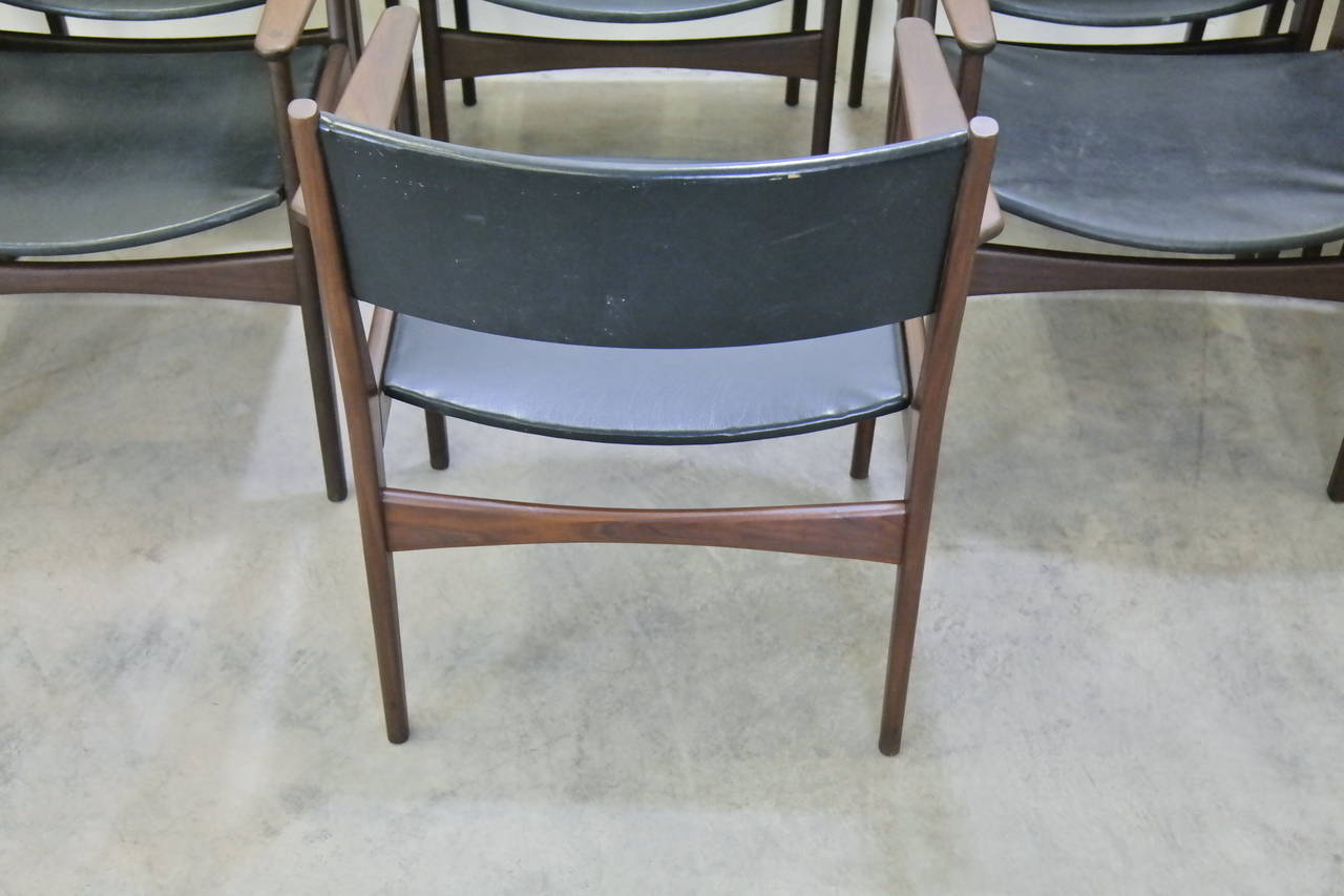 Set of Ten by Hans Olsen for Frem Rojle Dining Chairs in Walnut 1