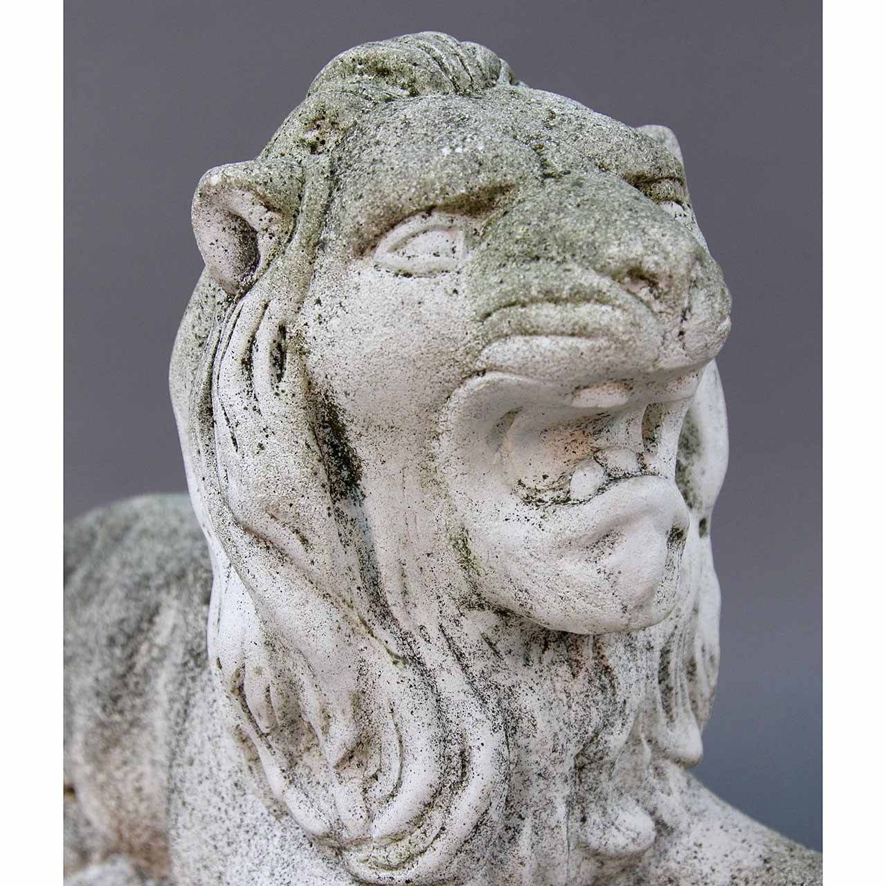 Mid-20th Century Imposing Pair of Recumbent Cast Statuary Lions