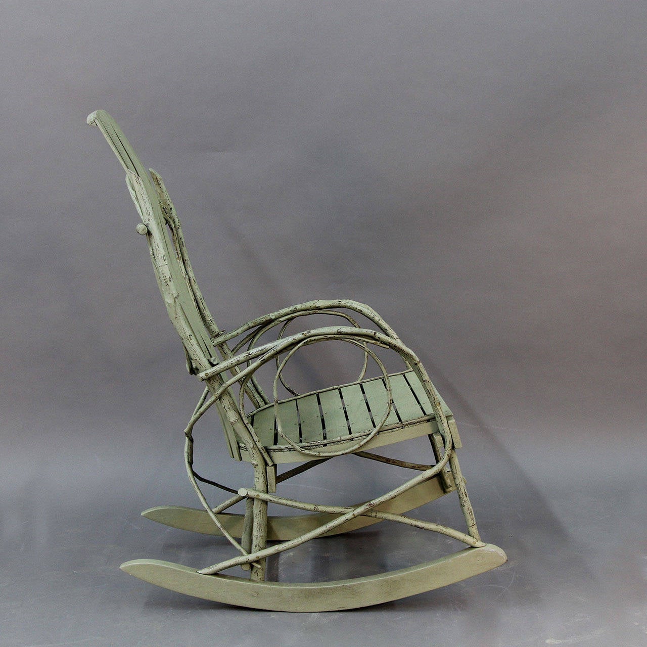 Hand-Painted Original American Twig Adirondack Rocking Chair