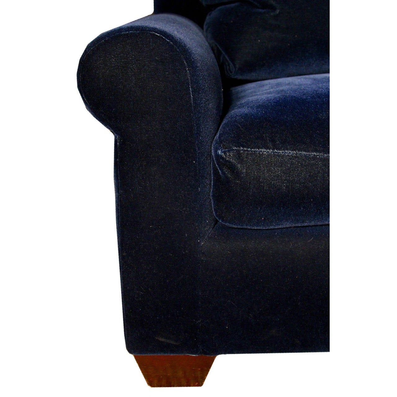 Angelo Donghia Newly Upholstered Navy Velvet Sofa For Sale at 1stDibs