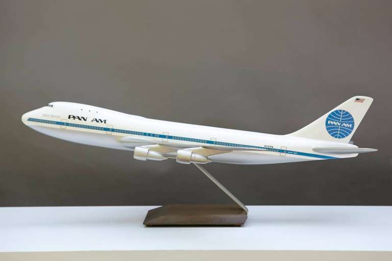 Very rare Boeing 747-121 scale model, registration N747PA, first flew on April 11, 1969. She was the third 747 off Boeing’s production line and named Clipper America. She was also the first Boeing who was involved into an accident. This is the