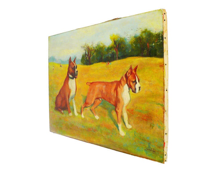 American Painting of Champion Boxer Dogs For Sale