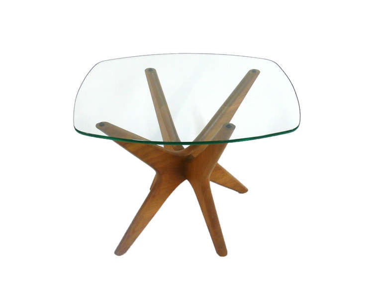Mid-Century Modern Pearsall Jax Side Table with Glass Top