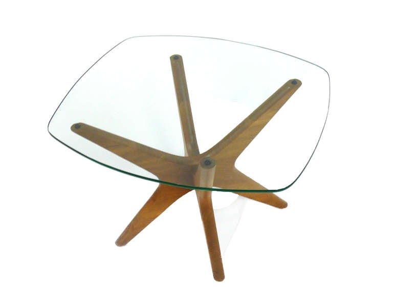 Pearsall Jax Side Table with Glass Top In Good Condition In Bridport, CT