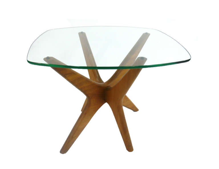 Mid-20th Century Pearsall Jax Side Table with Glass Top