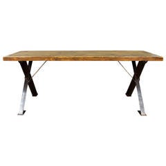 English X-Frame Polished Steel Base Table 2