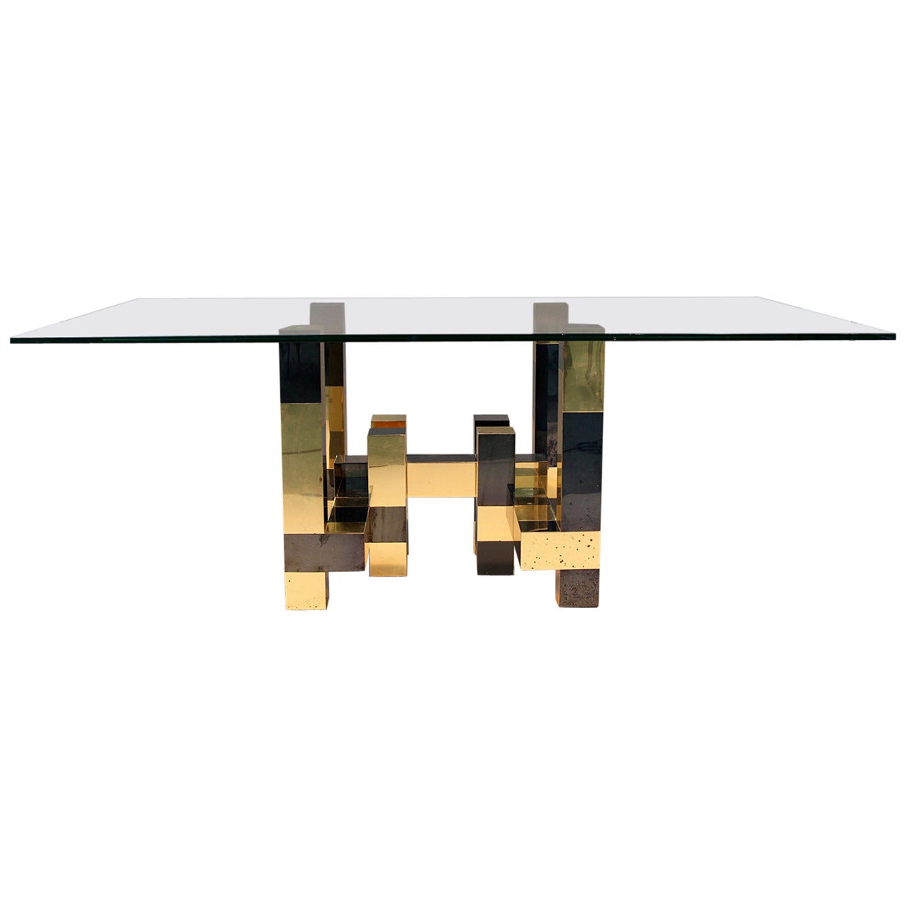 Paul Evans Cityscape Brass and Iodized Black Dining Table