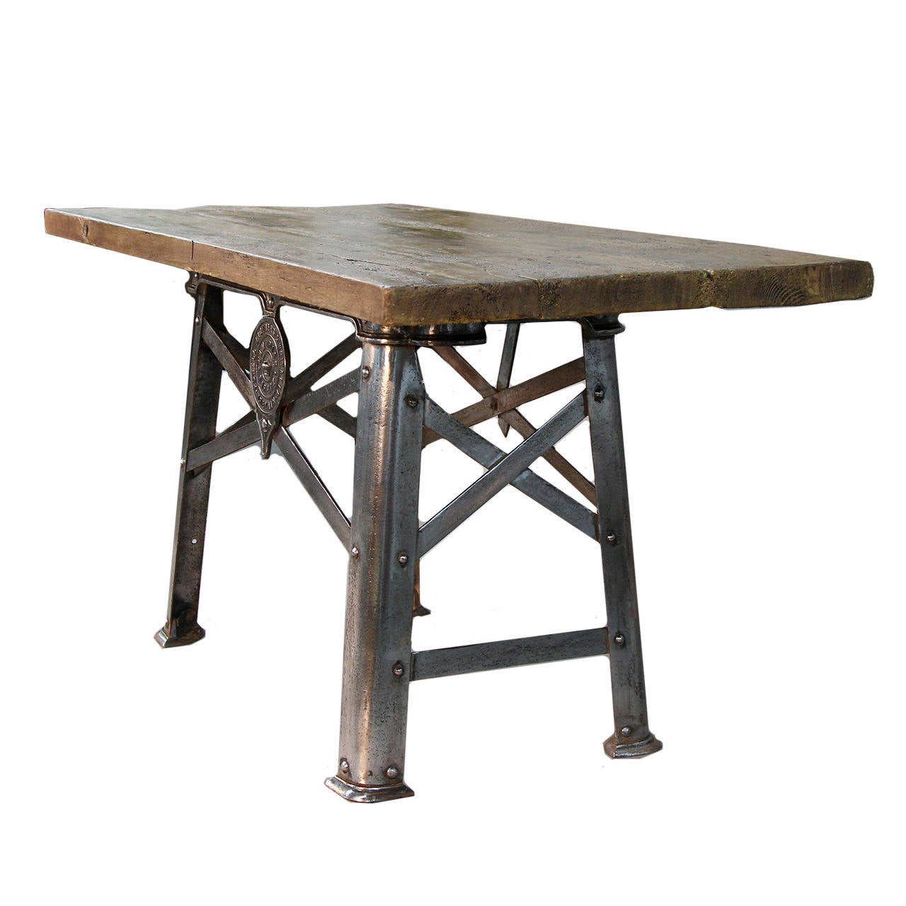 Polished English Industrial Engineer's Work Bench/Center Island
