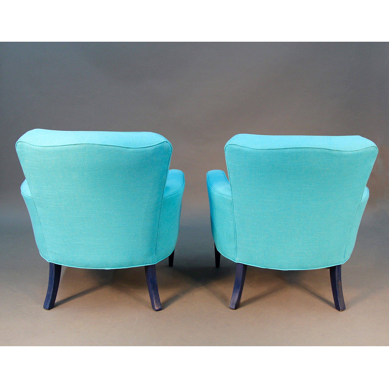 Modern Pair of Turquoise Sala Chairs Draper Era For Sale