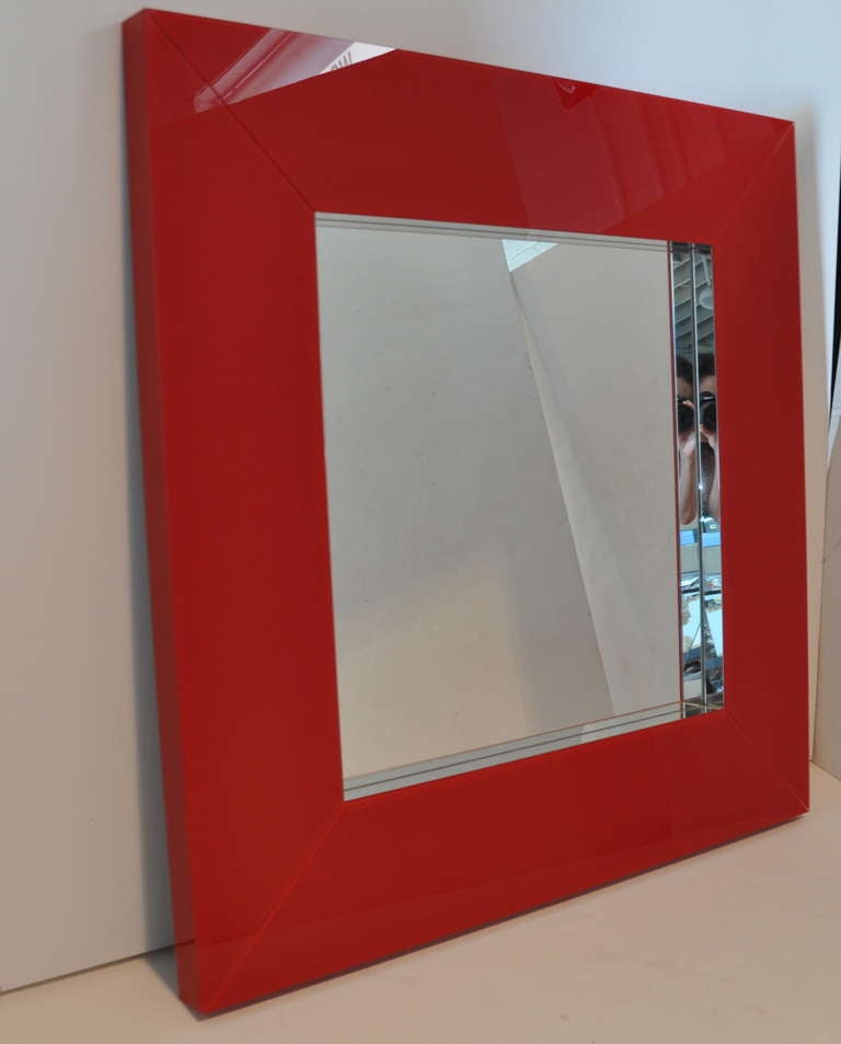 Modern Exceptional Red Square Mirror