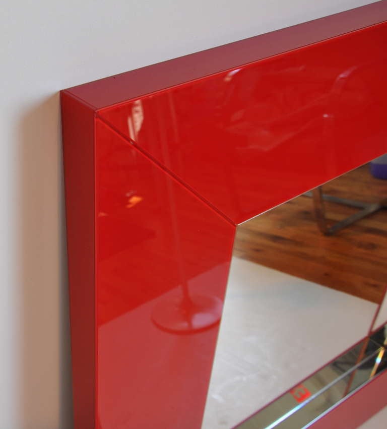 20th Century Exceptional Red Square Mirror