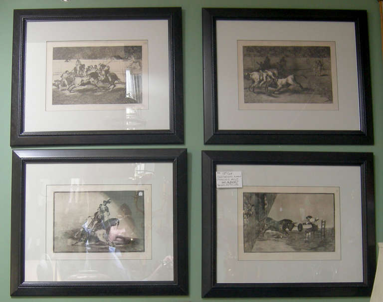 Paper Francisco Goya Numbered Engravings of Bullfighting - Four Prints, 19th Century