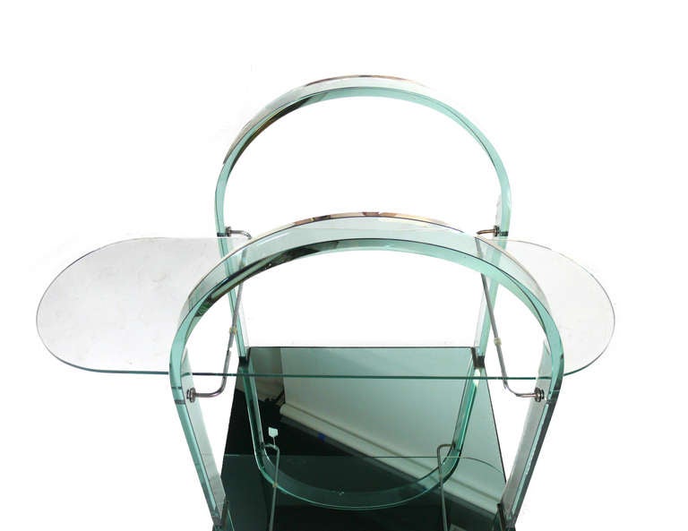 Italian FIAM Glass tea cart/coffee table (Ca. 1970) For Sale