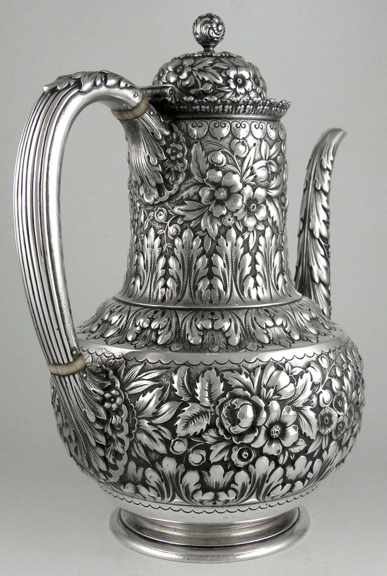 American Tiffany Makers Sterling Repousse Coffee Pot (1888)