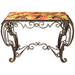 Table console Fer Forge d'inspiration française déco à la manière de Raymond Subes