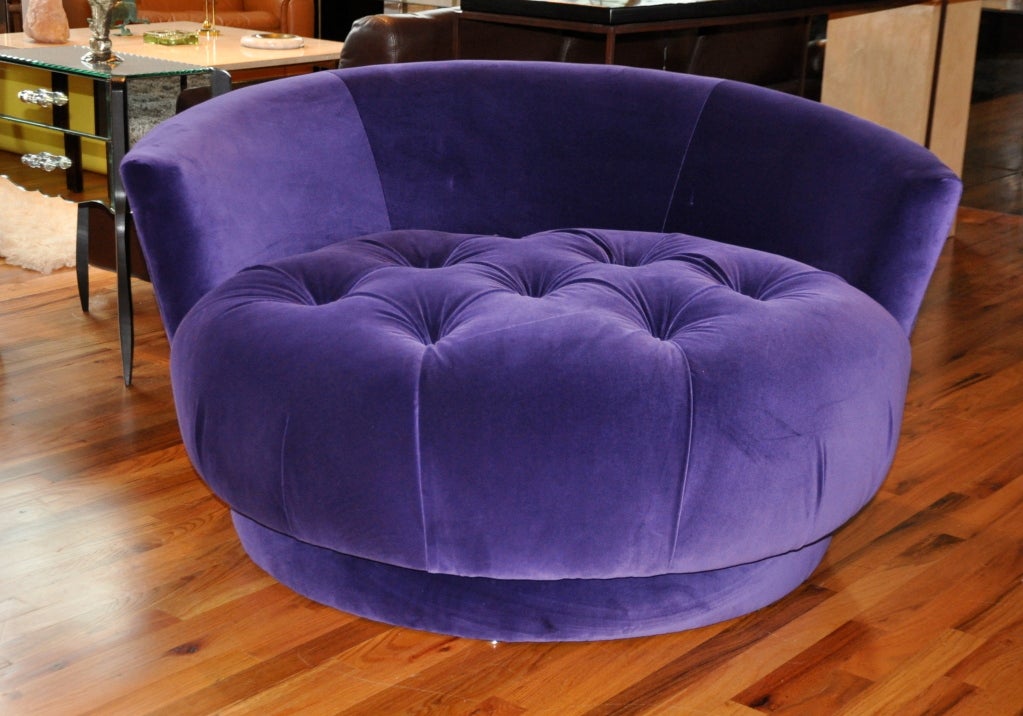 Settee/Chair/Ottoman newly reupholstered in velvet by Milo Baughman. This item is on HOLD awaiting payment.