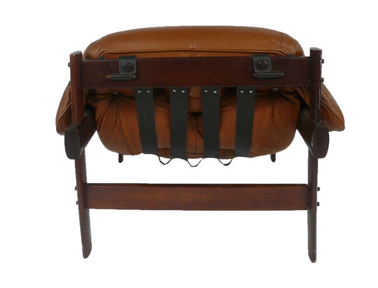 Mid-20th Century Percival Lafer Brazilian Lounge Chair in Carmel Brown Leather