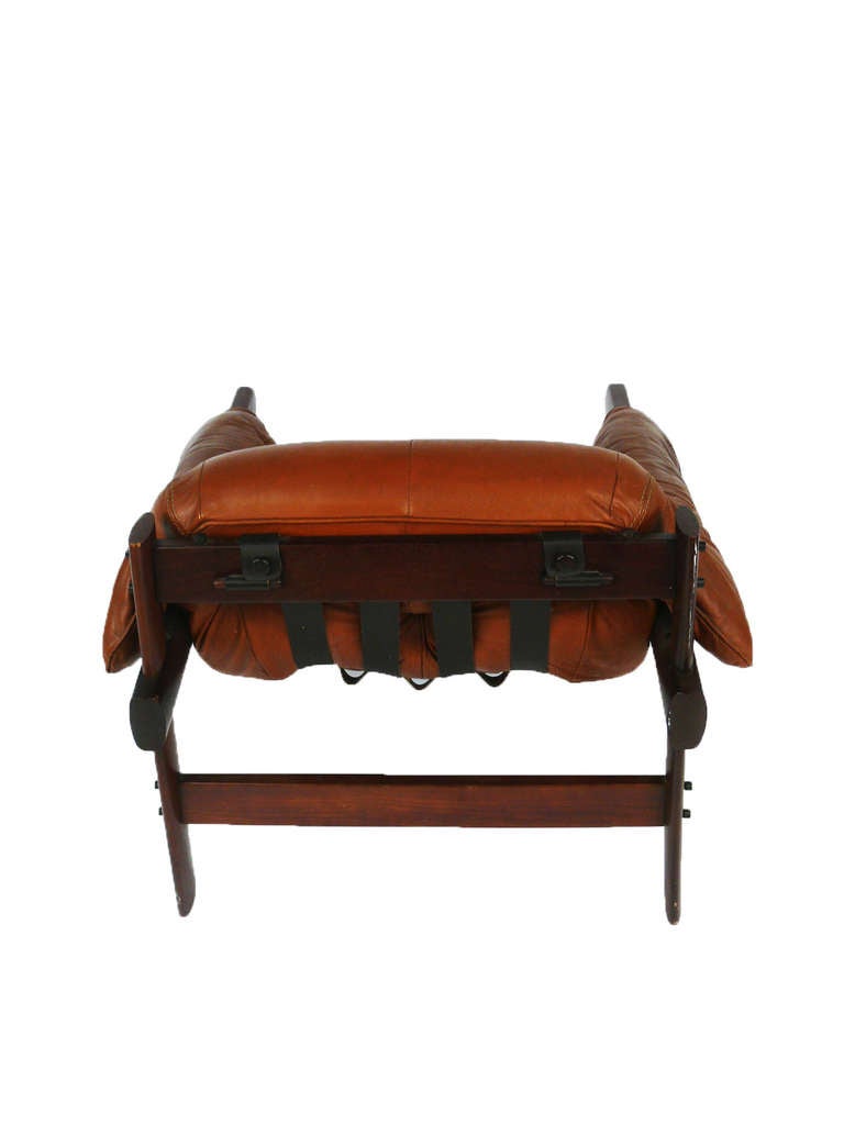 Percival Lafer Brazilian Lounge Chair in Carmel Brown Leather 1
