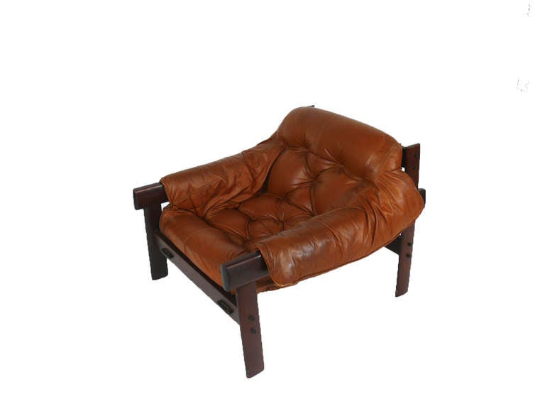 Percival Lafer Brazilian Lounge Chair in Carmel Brown Leather 2