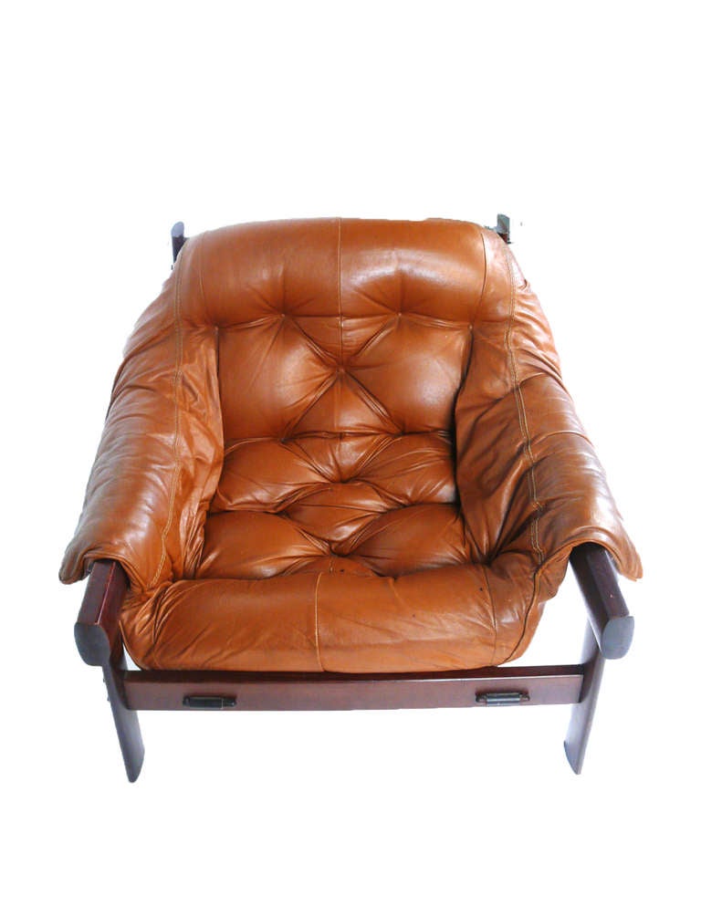 Percival Lafer Brazilian Lounge Chair in Carmel Brown Leather 3