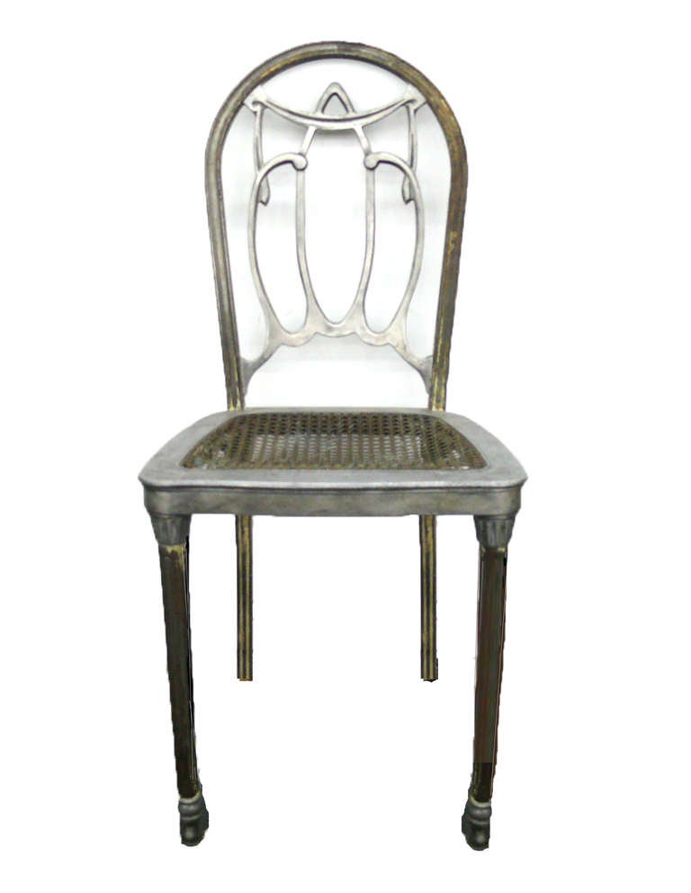 Gorgeous Louis XVI Metal side chair with metal canning.  Great accent piece, rare find.