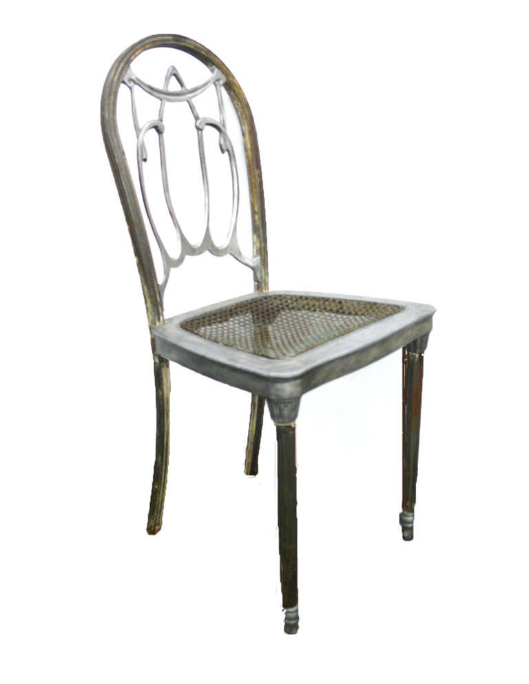 Louis XVI Style Metal Side Chair with Metal Caning 1
