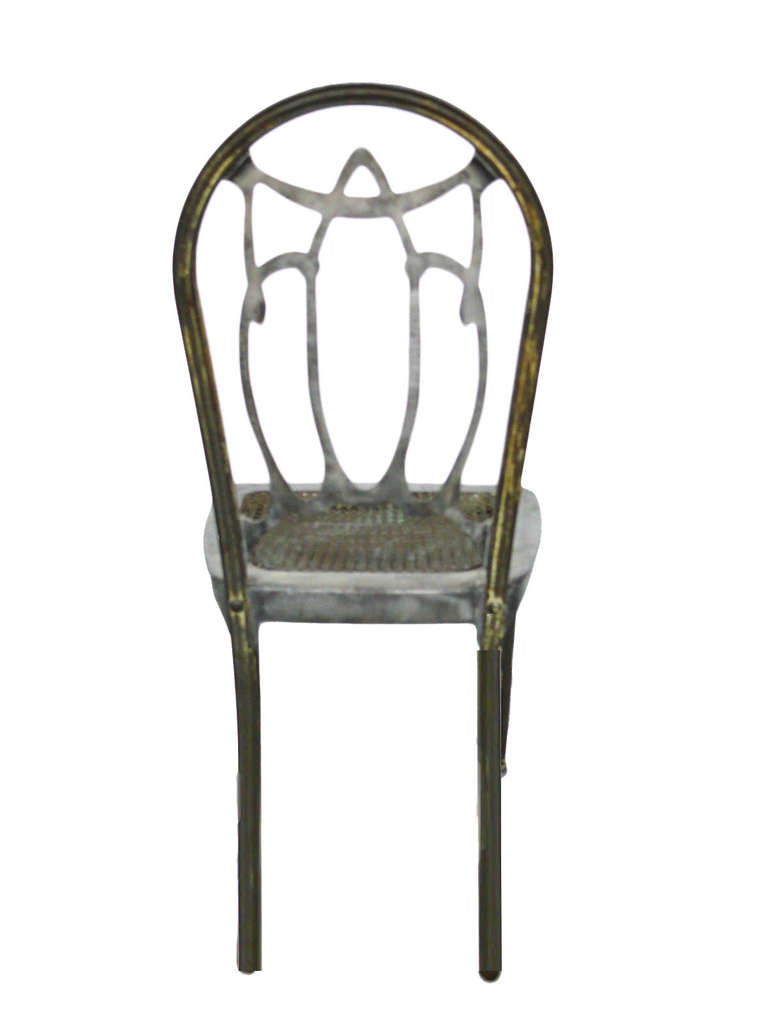 Louis XVI Style Metal Side Chair with Metal Caning 2