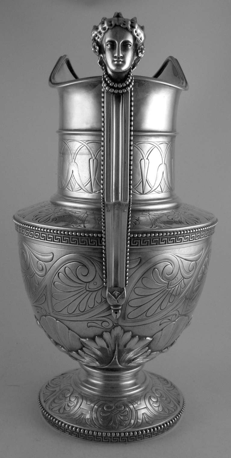 Tiffany & Co. Sterling pitcher made by MOORE (1854-70) BROADWAY address. In Excellent Condition For Sale In Bridport, CT