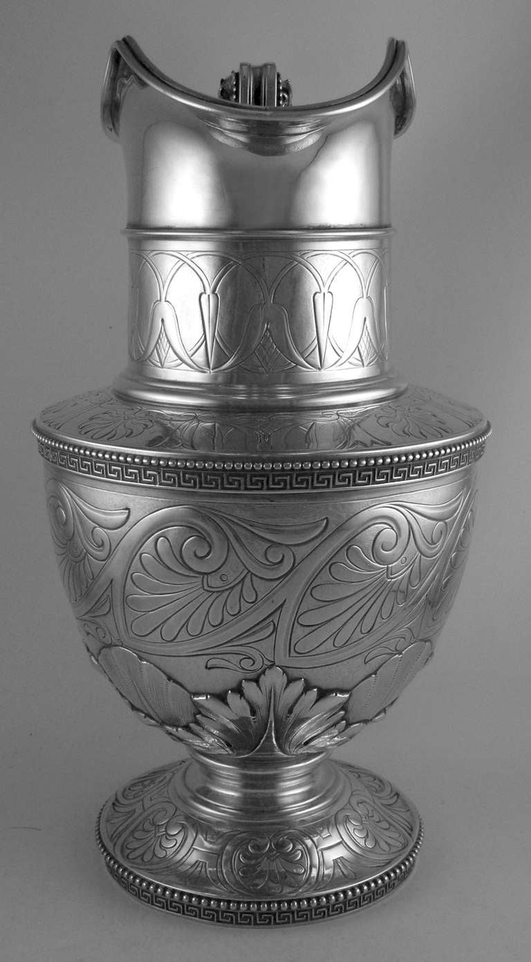 Sterling Silver Tiffany & Co. Sterling pitcher made by MOORE (1854-70) BROADWAY address. For Sale