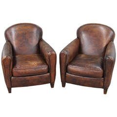 Pair of Art Deco Style Leather Club Chairs