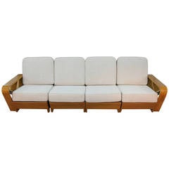 Four-Piece Wood Frame Sofa in Manner of Paul Frankl
