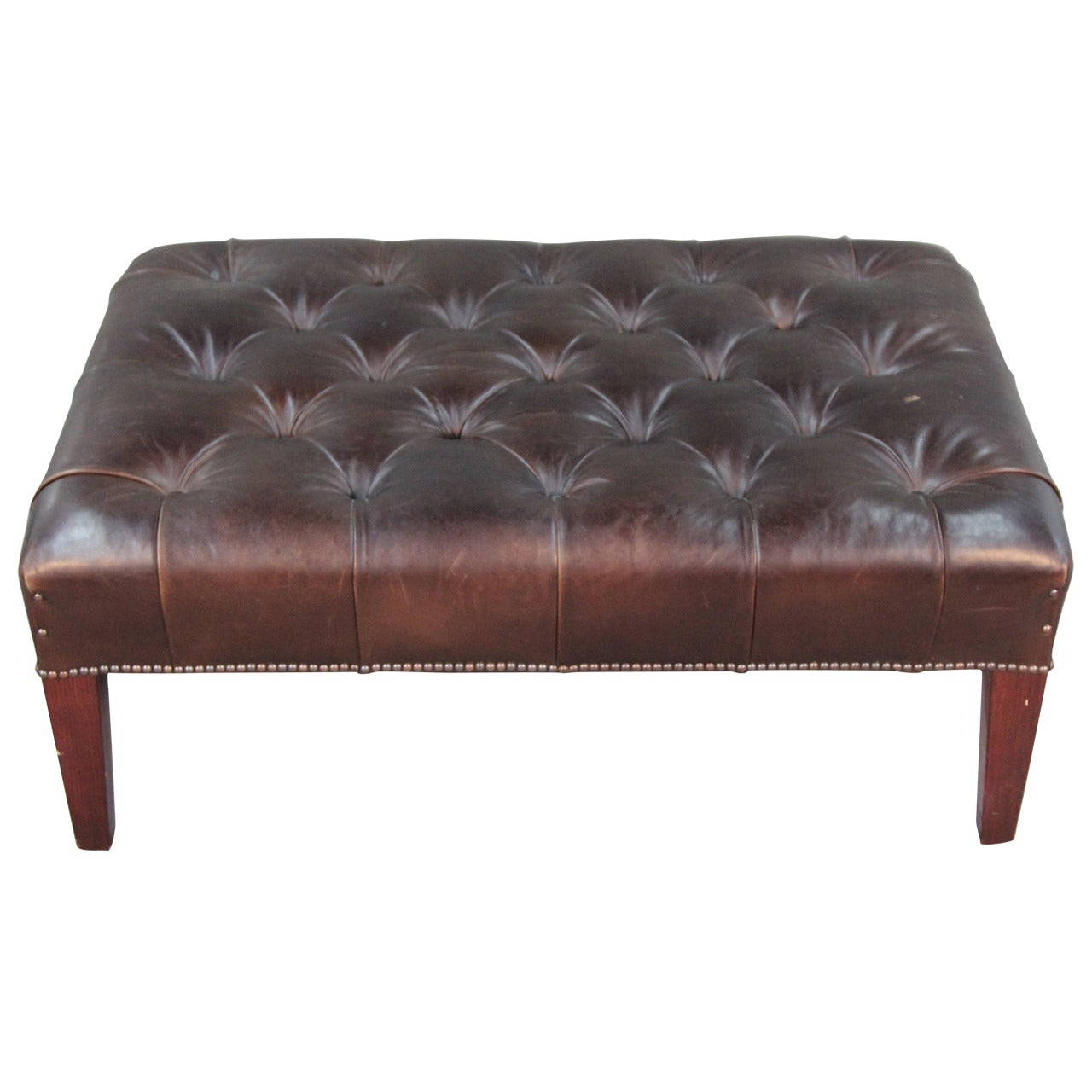 George Smith Tufted Leather Ottoman