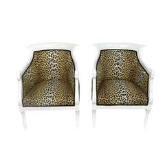 Pair of Hollywood Regency Leopard Print Lacquered Arm Chairs