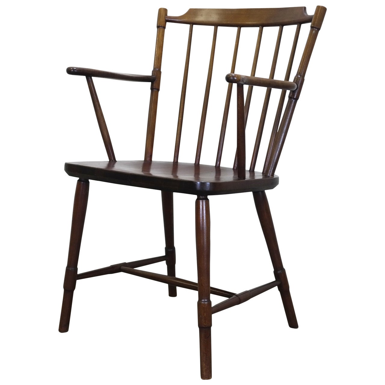 Classic Windsor-Style Armchair by Borge Mogensen for FDB in Stained Oak For Sale