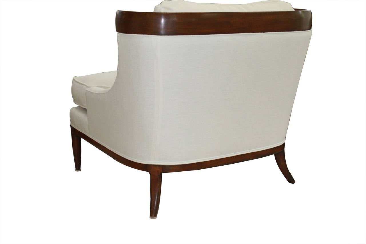 Mid-Century Modern Erwin-Lambeth White Linen Chairs