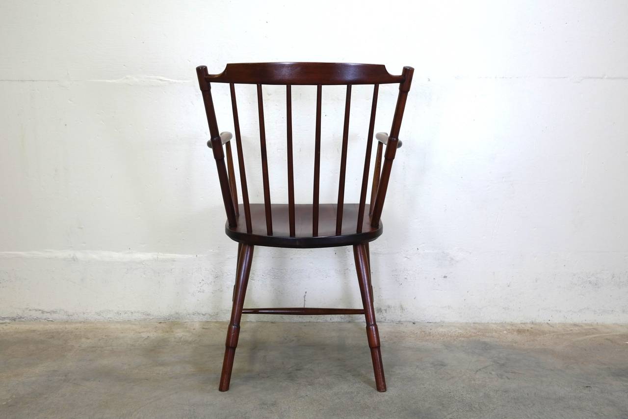 Classic Windsor-Style Armchair by Borge Mogensen for FDB in Stained Oak For Sale 1