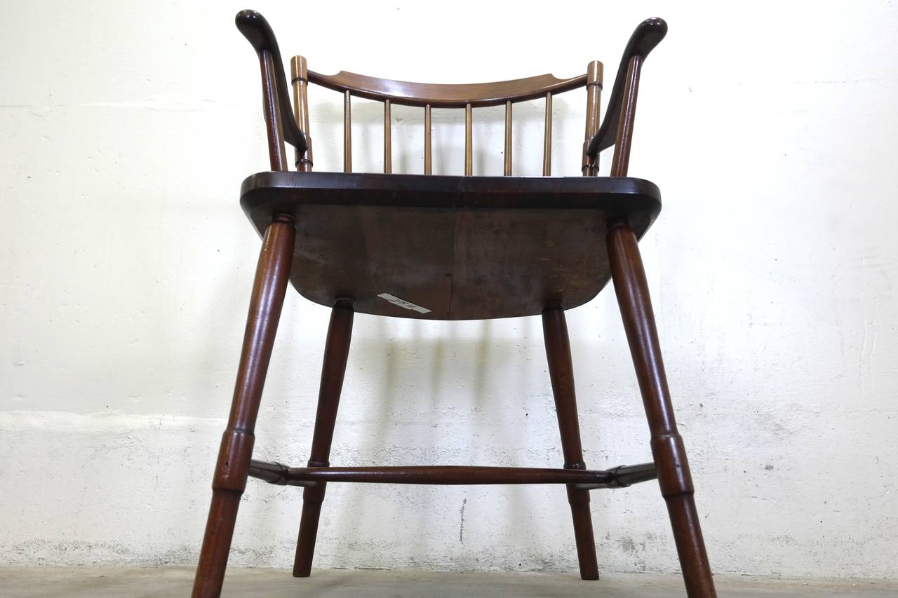 Classic Windsor-Style Armchair by Borge Mogensen for FDB in Stained Oak For Sale 3