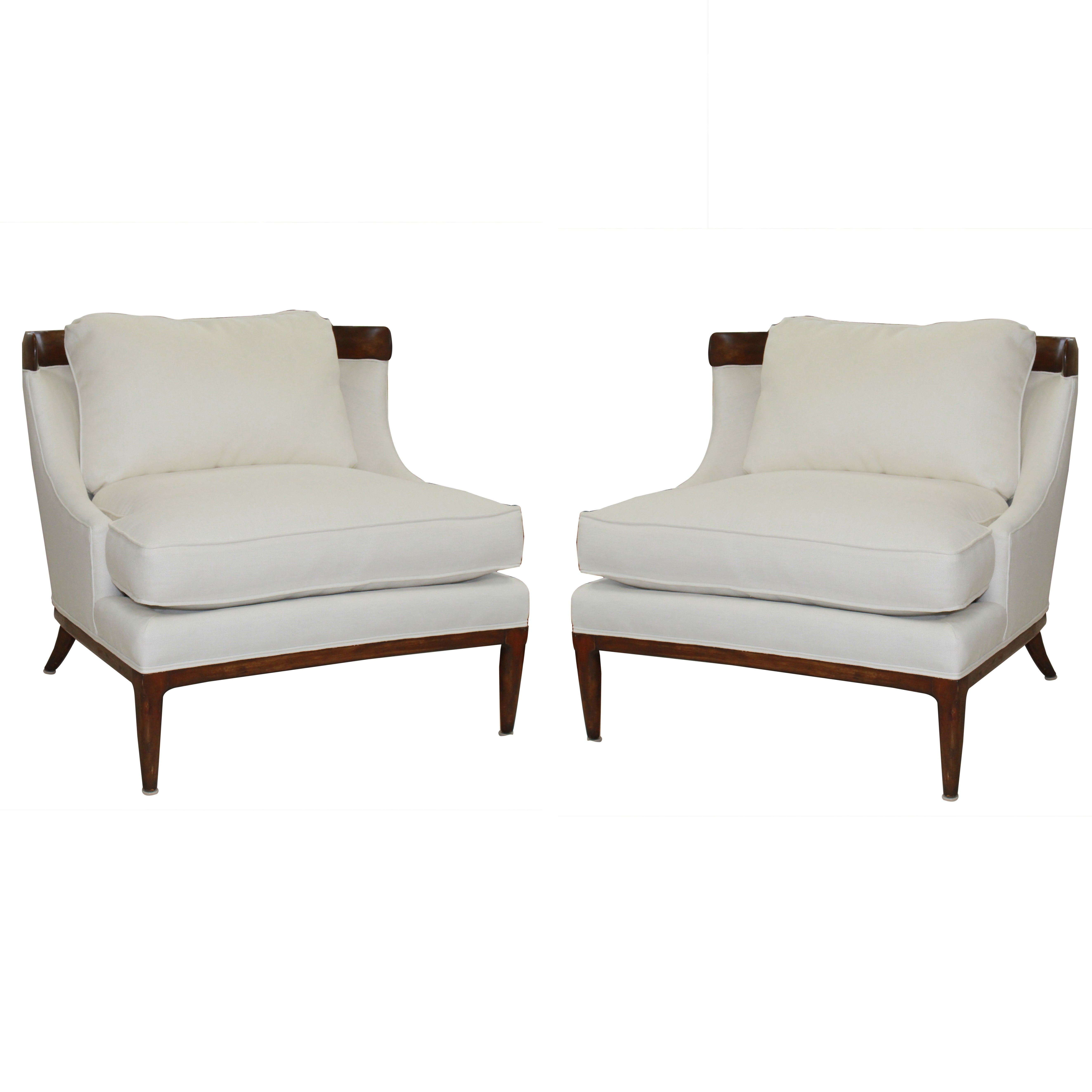 Erwin-Lambeth White Linen Chairs