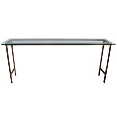 Long Brass & Glass Console Table