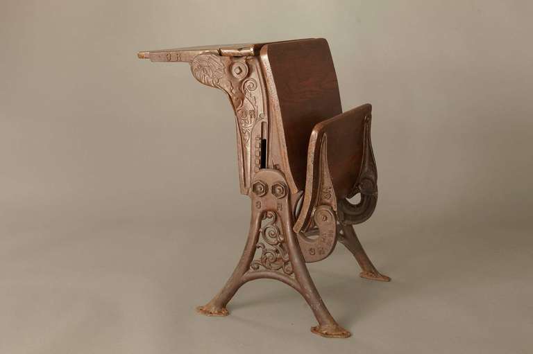 antique cast iron school desk