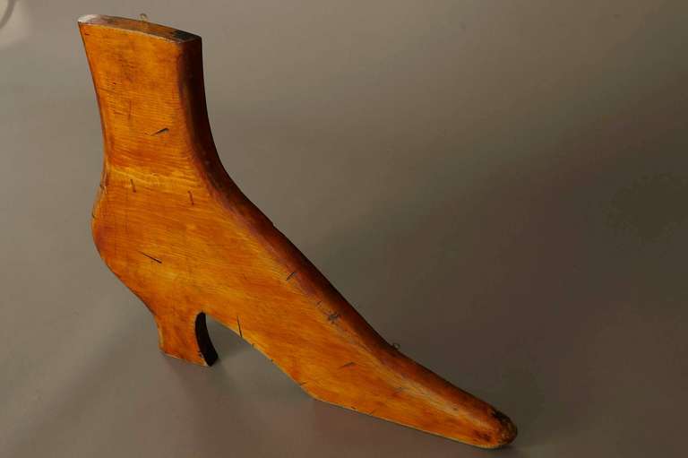 Industrial Antique 19th Century Hand-Carved Wooden Shoe Trade Sign