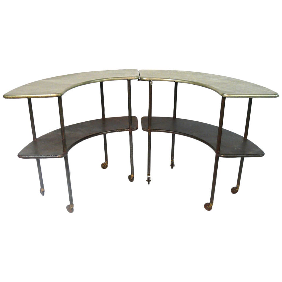 French Two Piece Industrial Garden Table For Sale