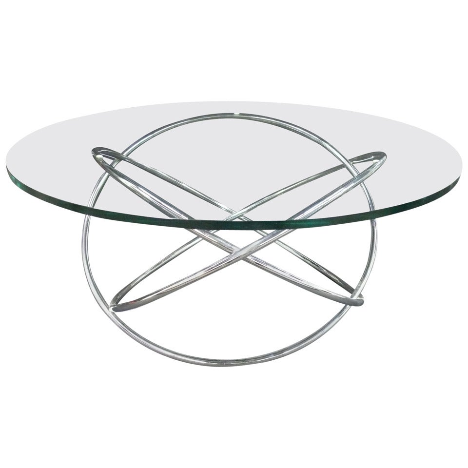 Chrome and Glass Atomic Table For Sale