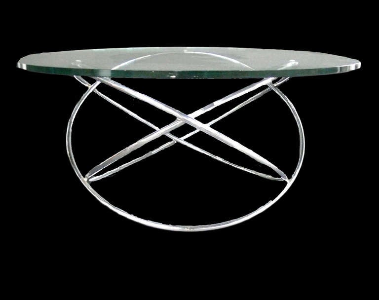 American Chrome and Glass Atomic Table For Sale