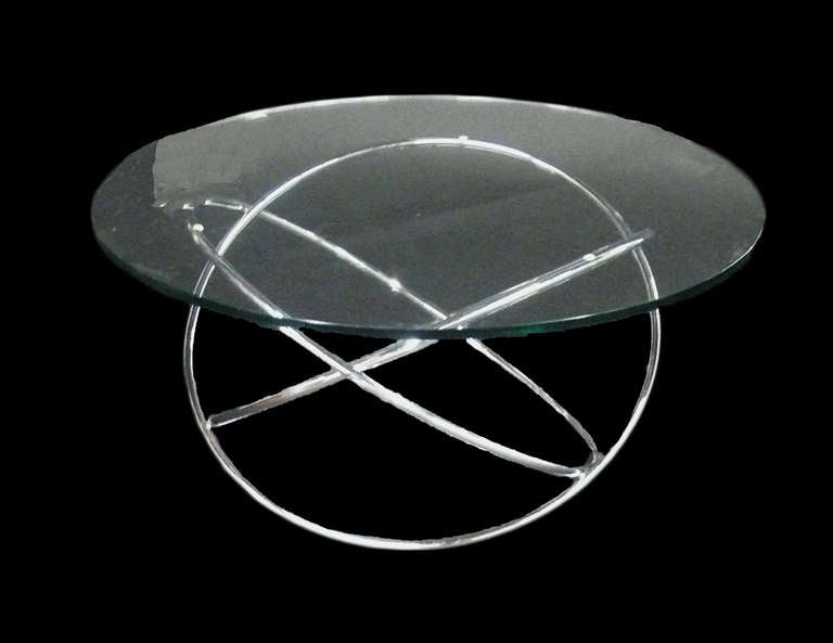 Mid-20th Century Chrome and Glass Atomic Table For Sale