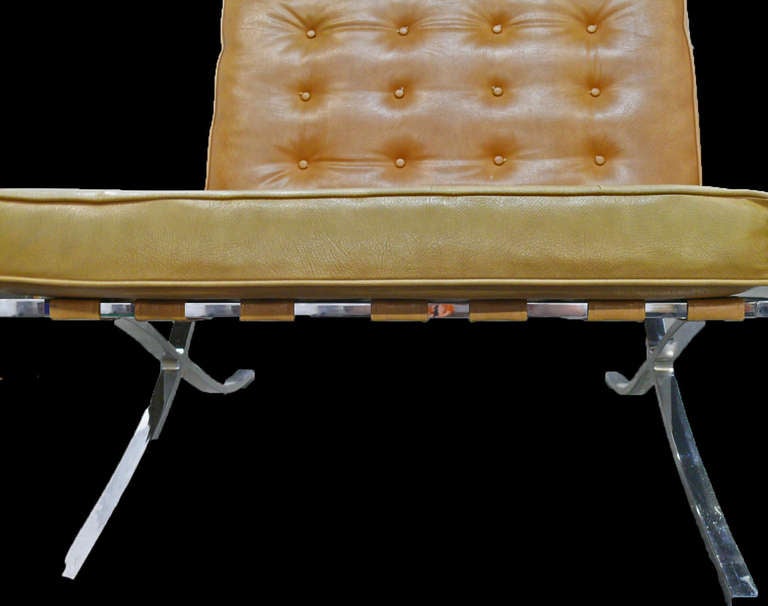 Mid-Century Modern Barcelona Leather and Chrome Chair