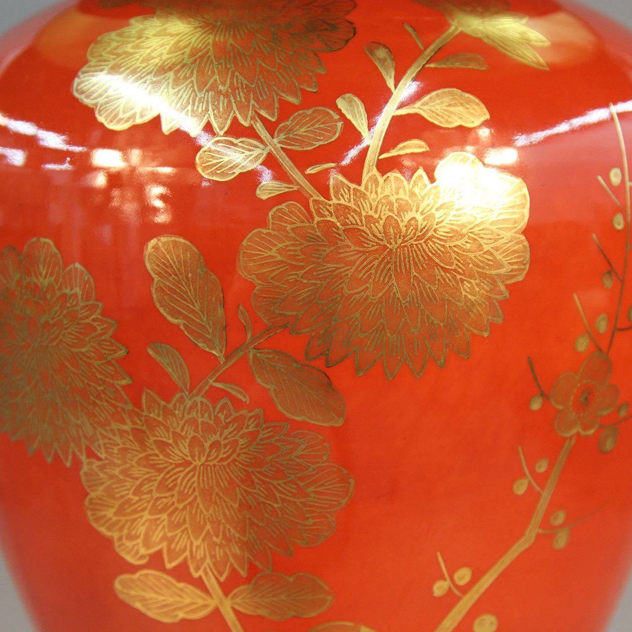 Vintage Japanese Burnt Orange/Gold Ginger Jar Table Lamp 1