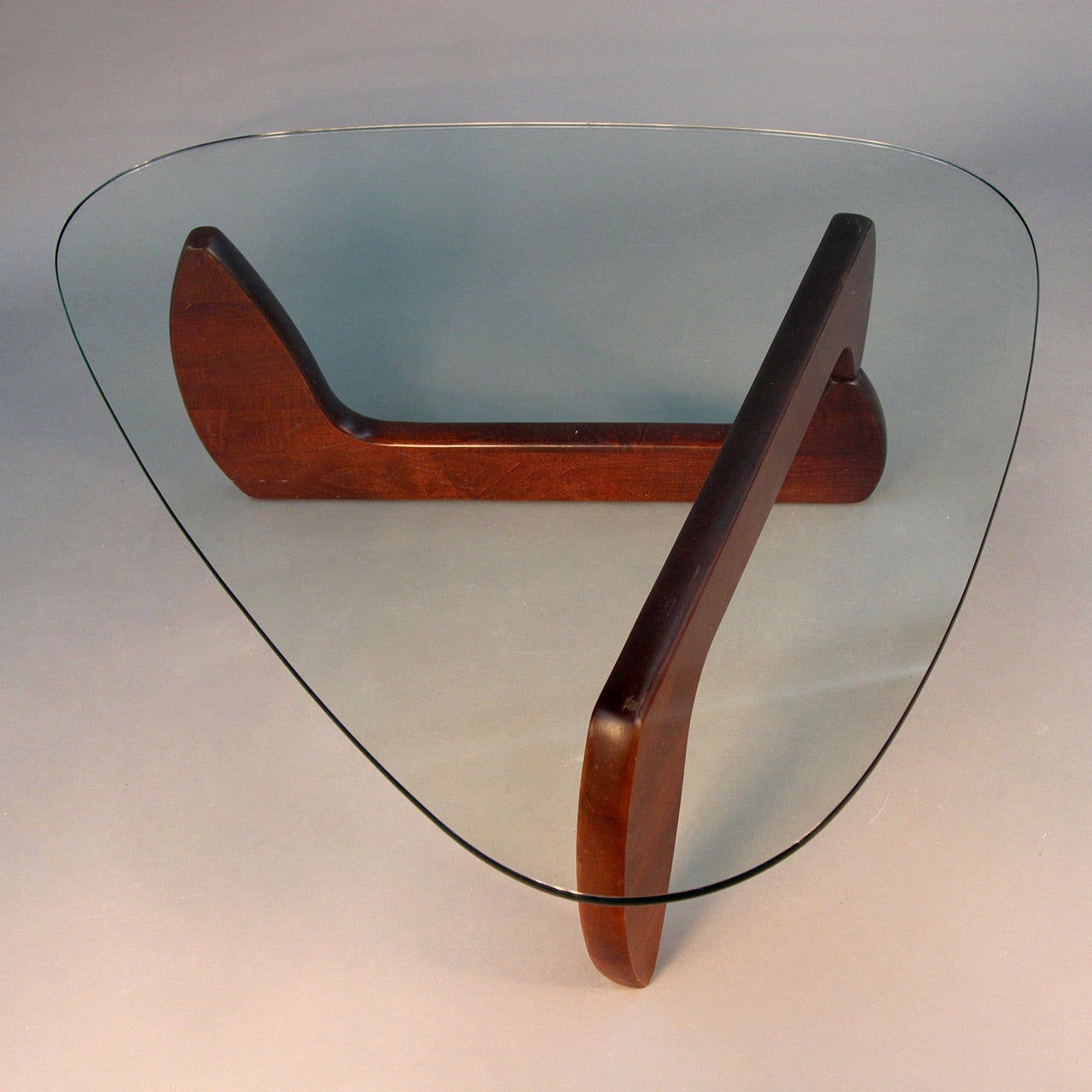 Noguchi Style Coffee Table with Glass Top at 1stDibs